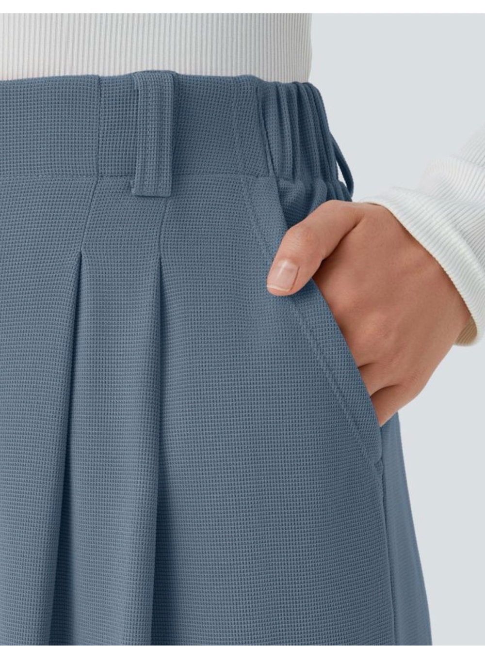 HALARA Wide Leg Pleated Pants in Dusty Blue - Picture 12 of 14